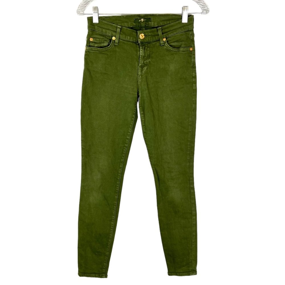 7FAMK 7 for all Mankind Womens Green Skinny Ankle Jeans Stretchy size 26